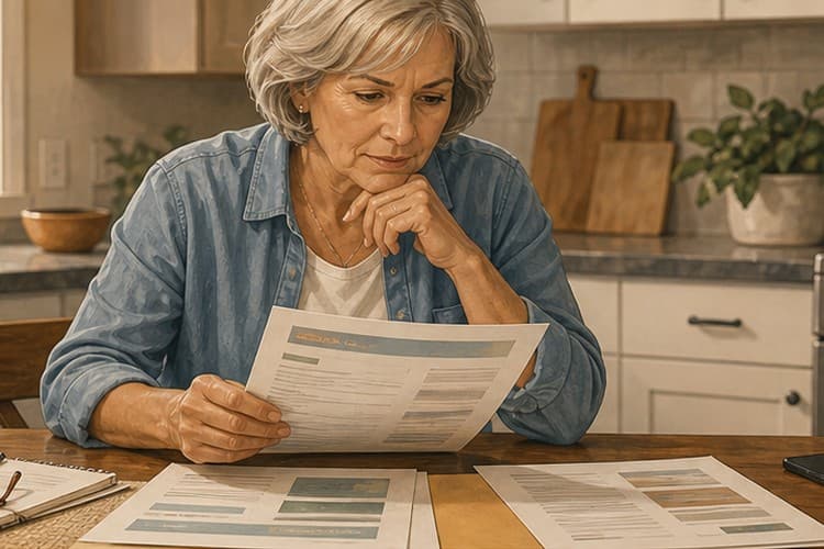 Homeowner reviewing local service options and estimates at a kitchen table
