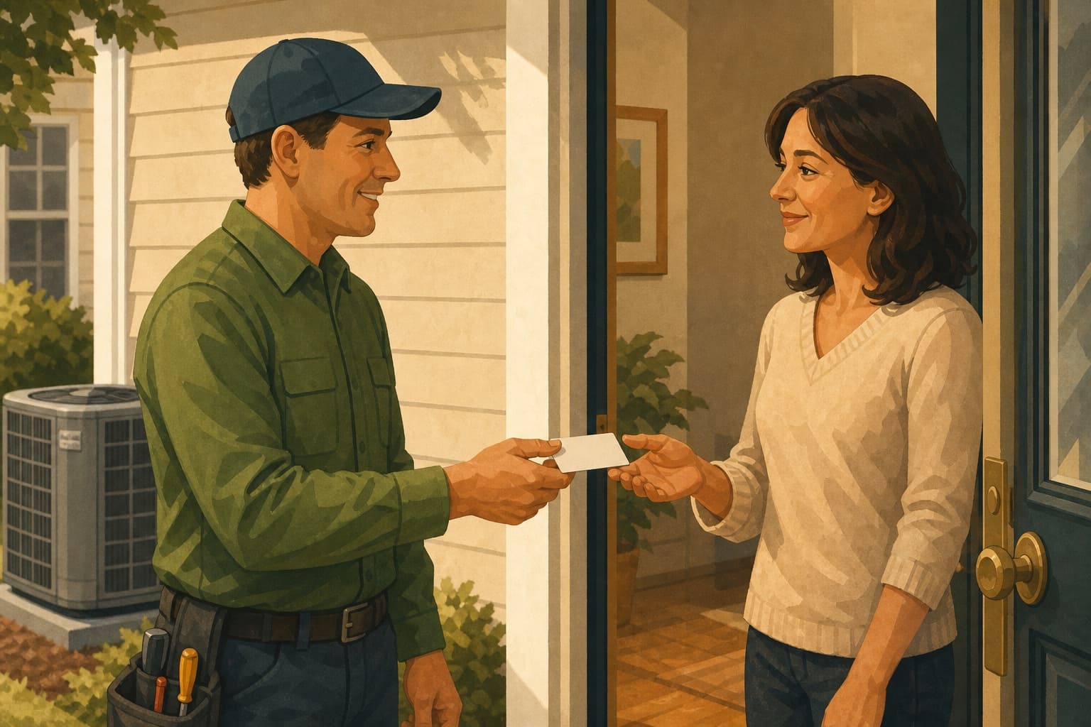HVAC technician requesting a review after service, one example of the customer evidence a local team may need to strengthen.