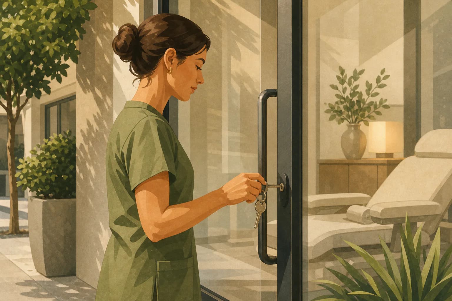 Med-spa operator unlocking an independently operated local treatment room