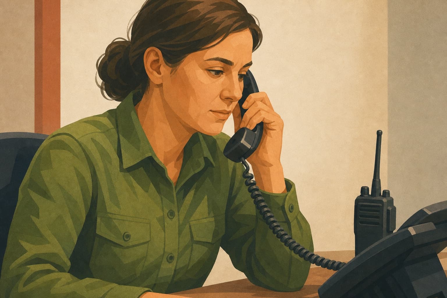 A pest-control dispatcher answers a branch phone, illustrating why a profile call click still needs a connected-call and booking outcome.
