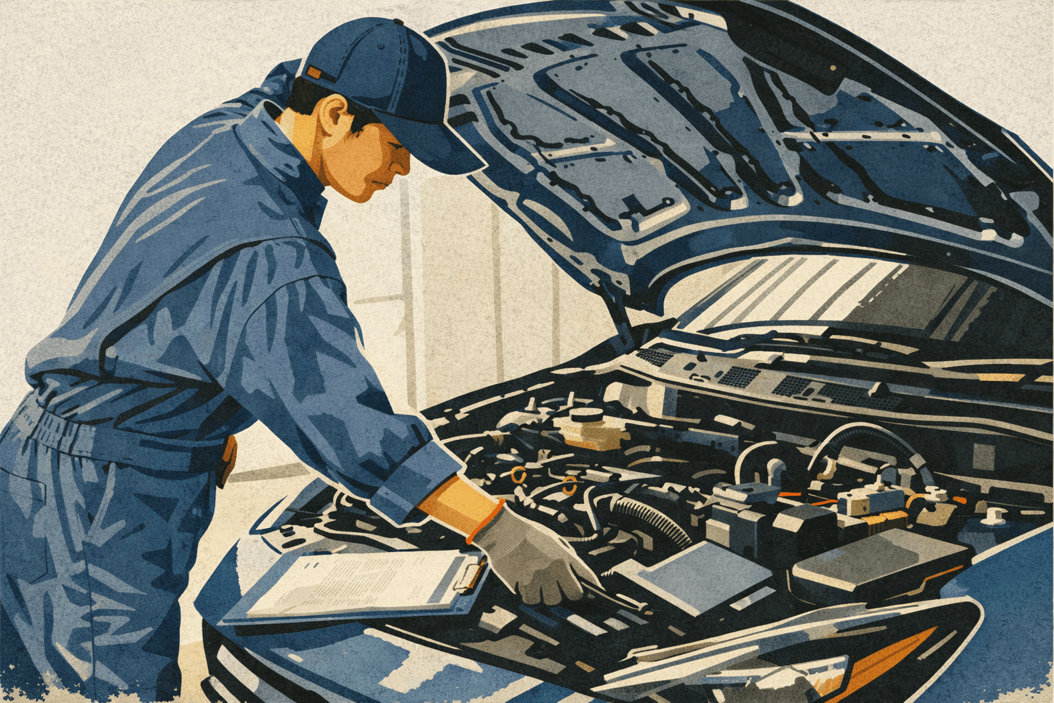 Mechanic servicing a vehicle