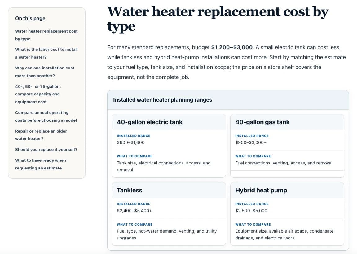 Useful answers, easier to read. on the live customer website
